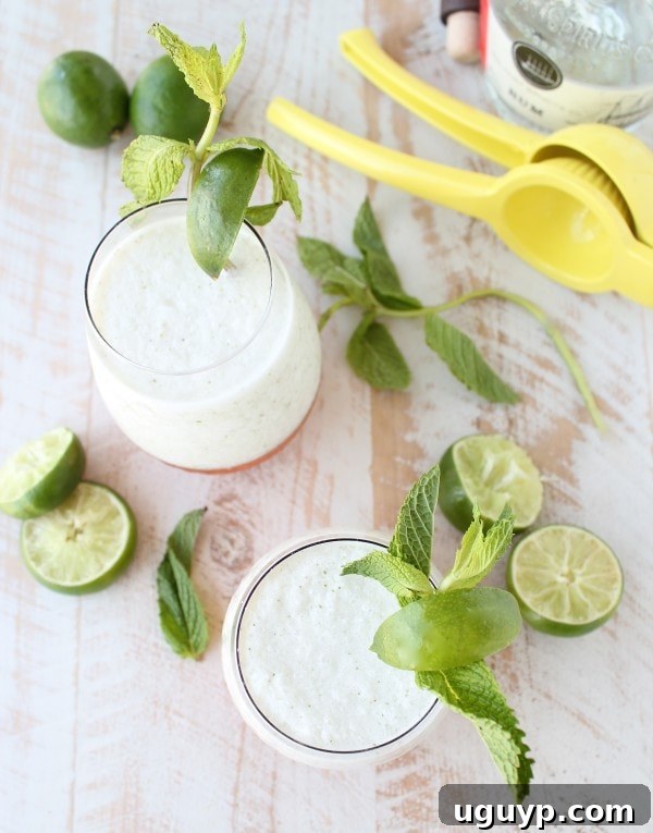 Frozen Coconut Mojito - Ready to serve in a tall glass
