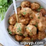 Thai Turkey Meatballs with Peanut Sauce in a bowl