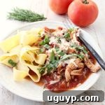 This easy slow cooker recipe for Chicken Ragu takes only 10 minutes to prep, then slow cooks all day for a delicious dinner!
