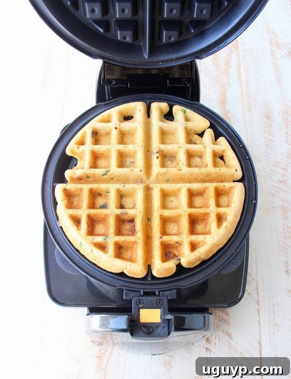 Crispy cornbread waffles.