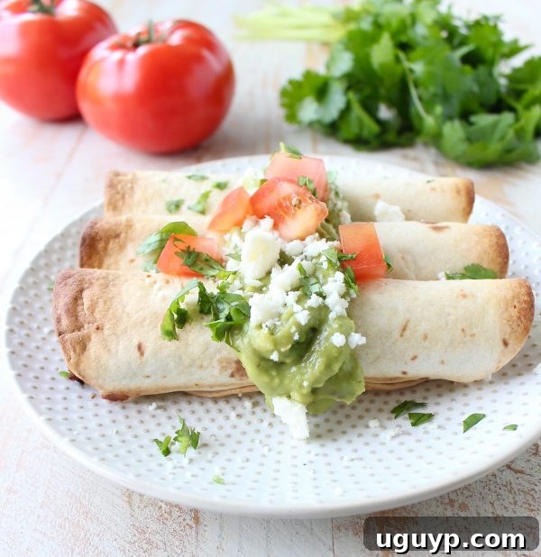 A close-up of a perfectly rolled Breakfast Taquito, showing the golden-brown tortilla before baking.
