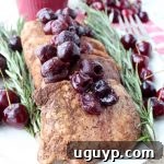 Tender, juicy, flavorful pork chops are roasted in the oven, or cooked in a sous vide, then finished off with a simple and delicious cherry balsamic glaze!