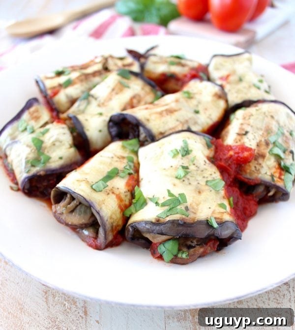 Italian seasoned ground turkey and mushrooms fill these delicious eggplant roll ups, baked in a flavorful tomato sauce. This recipe is gluten free, dairy free and Whole30 compliant!