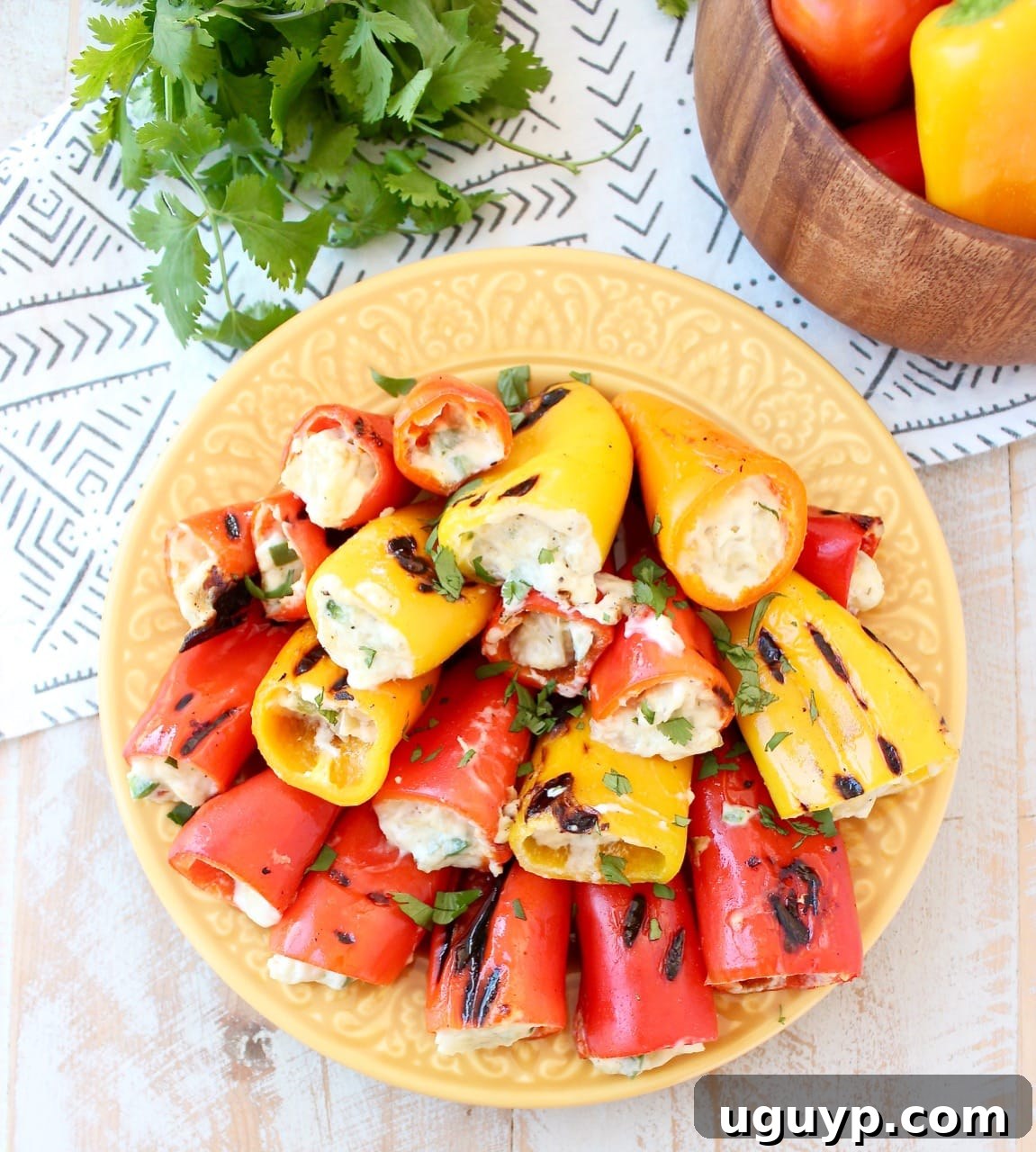 Grilled Stuffed Mini Peppers with Jalapeno Artichoke Dip