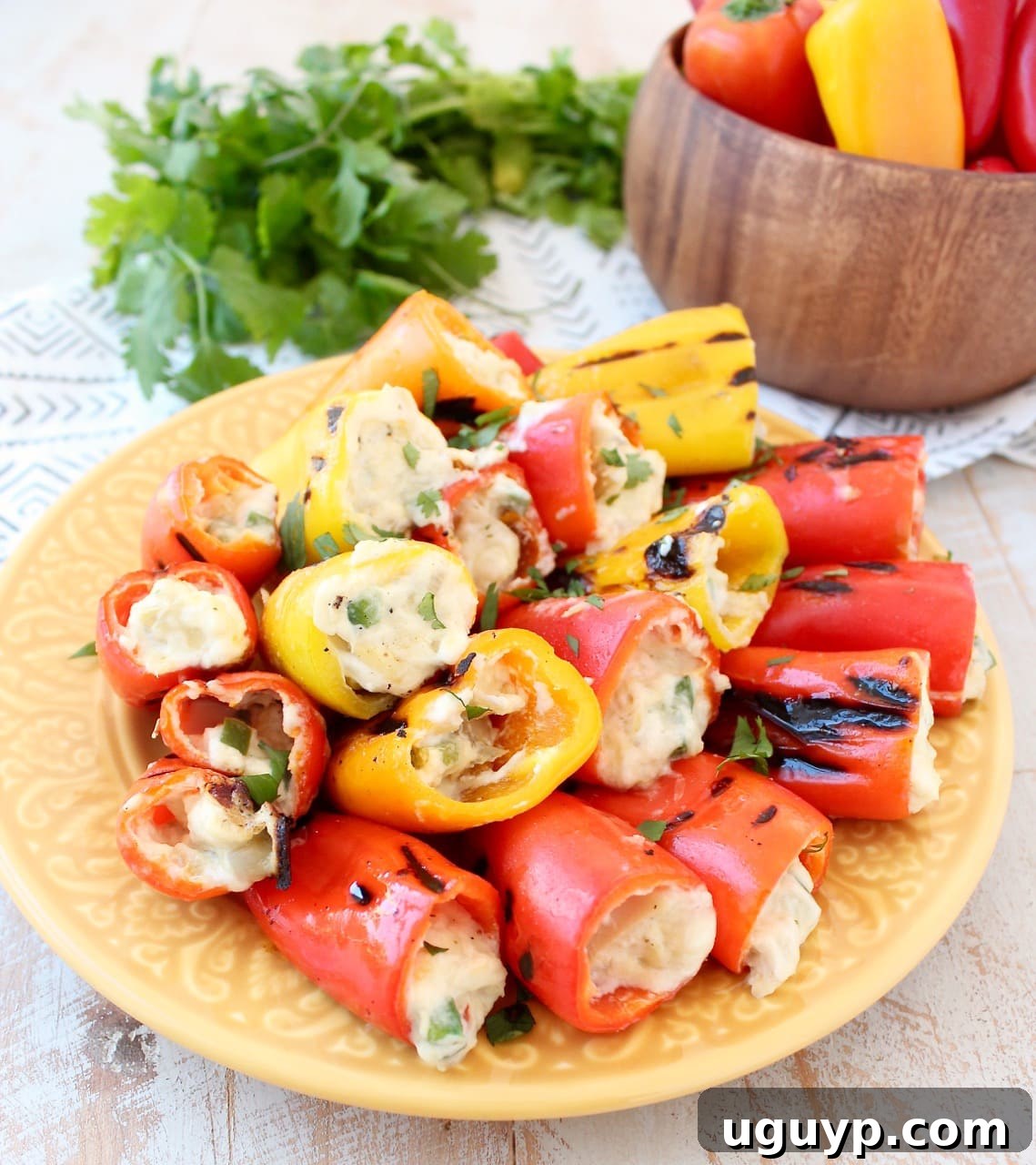Colorful Grilled Stuffed Peppers with Cream Cheese Filling