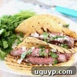 Sliced Cajun Marinated Grilled Skirt Steak in Grilled Corn Tortillas with Cotija Cheese and Fresh Cilantro