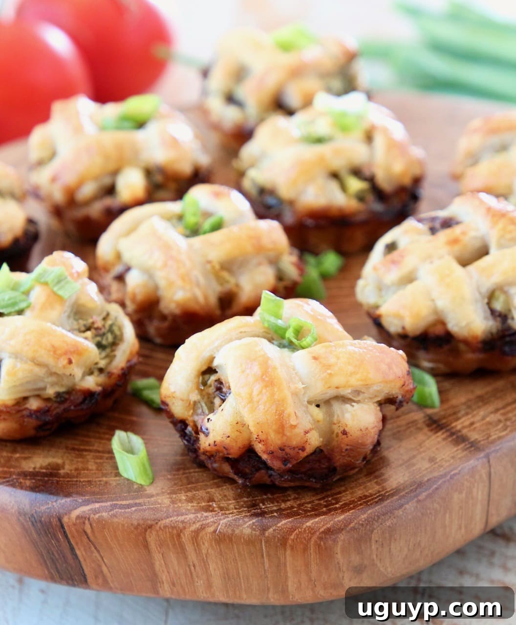 Spinach Feta Mini Pies with Puff Pastry Criss Cross Crust