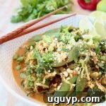Vegan Pad Thai with Zoodles, Sugar Snap Peas, Broccoli, Scallions, Red Bell Pepper and Limes