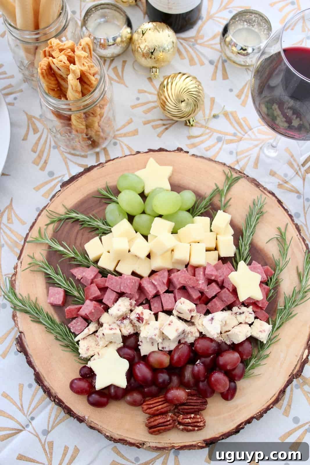 Christmas tree cheese board - a festive charcuterie board for holiday entertaining.