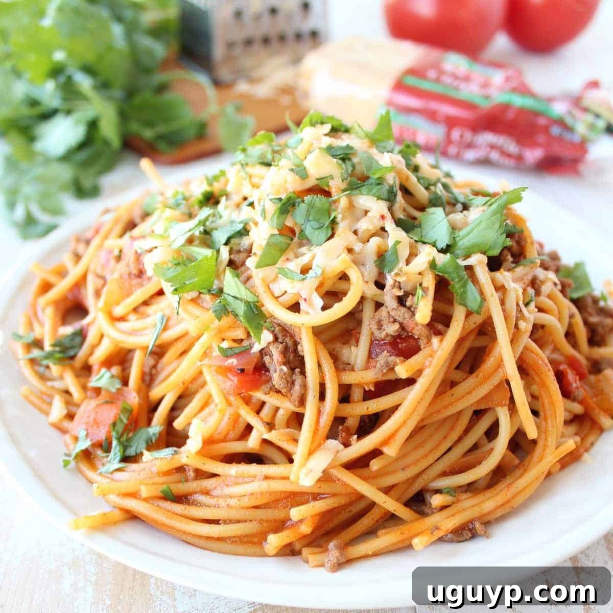 A delectable One Pot Buffalo Taco Spaghetti Recipe, a fusion of two classic comfort foods.