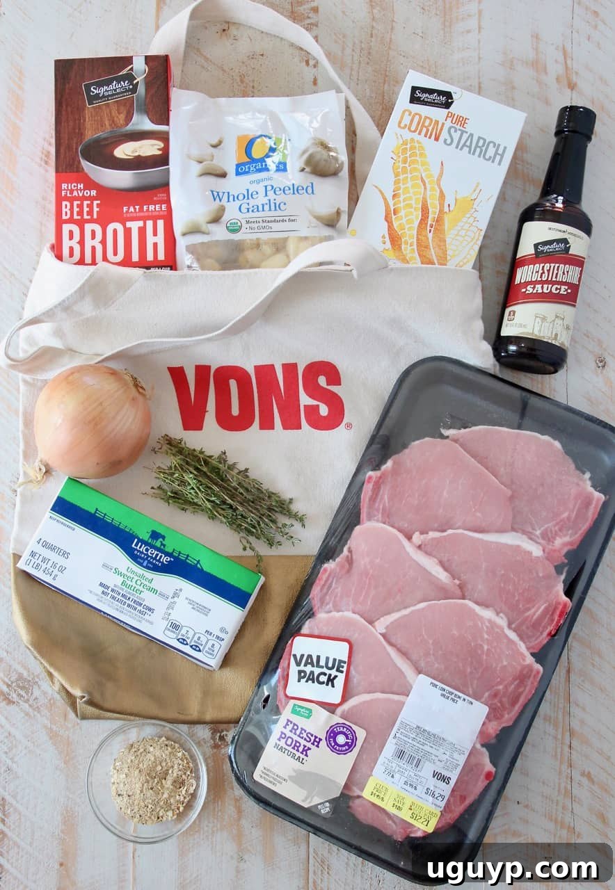 Ingredients for french onion pork chops