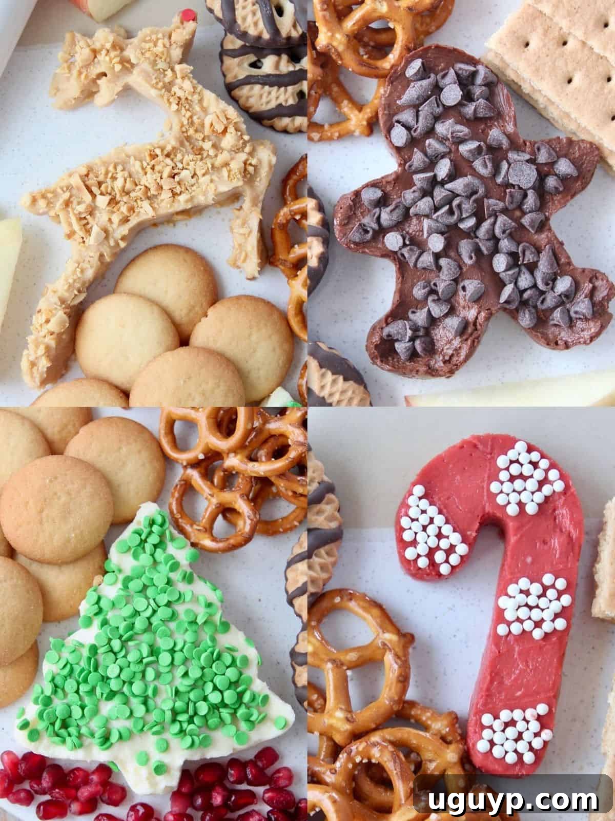 Overhead image of holiday shaped dessert dips