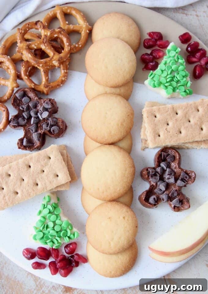 Overhead image of mini holiday dessert board