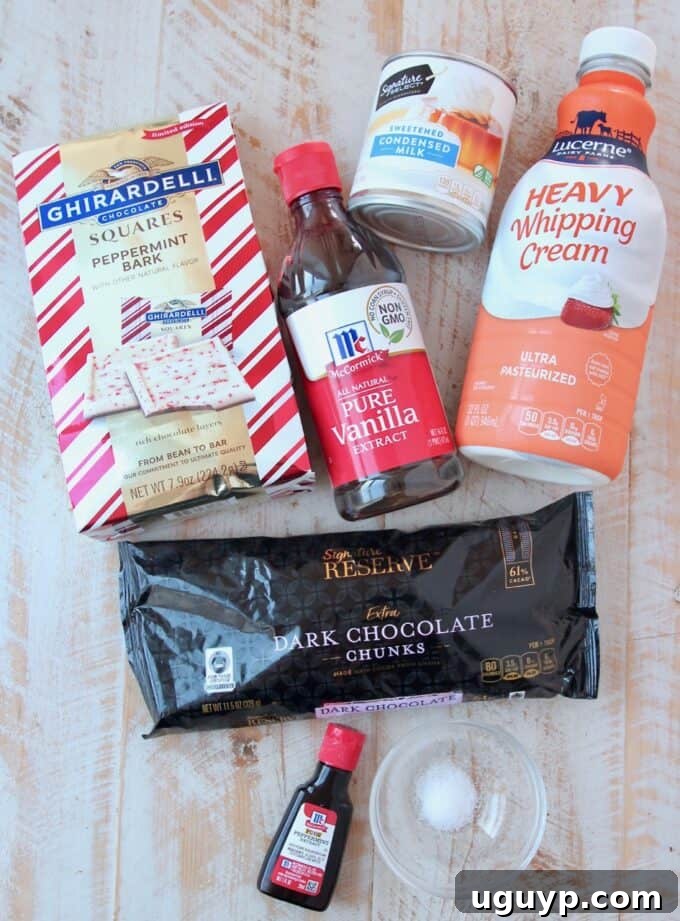 ingredients for peppermint bark ice cream