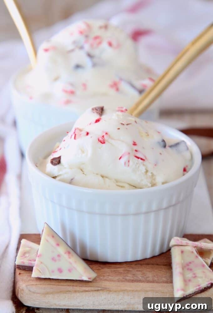 scoop of ice cream in white bowl with gold spoon