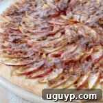 sliced apples on pizza with cinnamon streusel topping