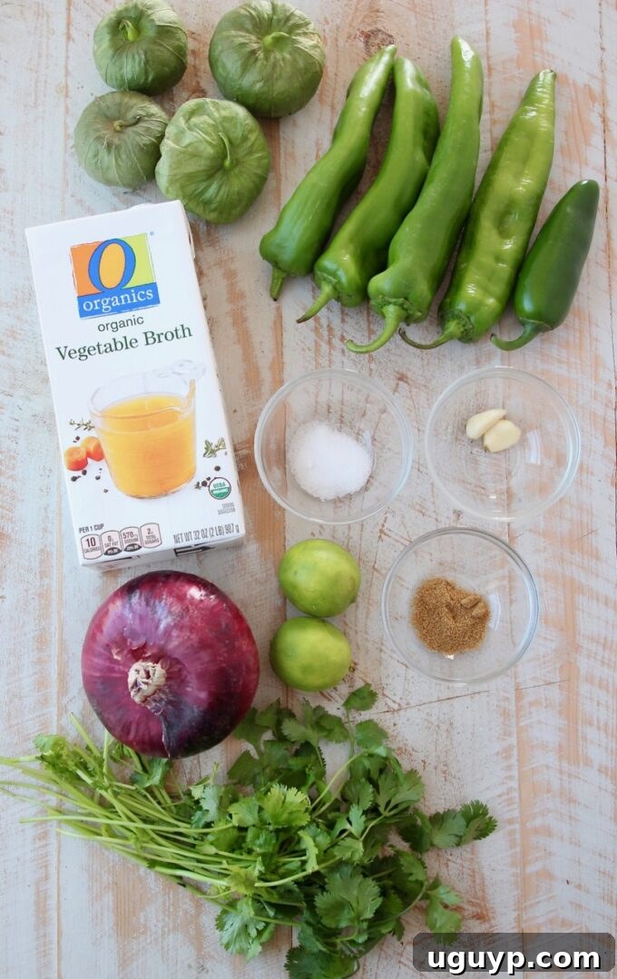 ingredients for homemade green enchilada sauce