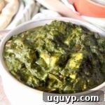 palak paneer in white bowl