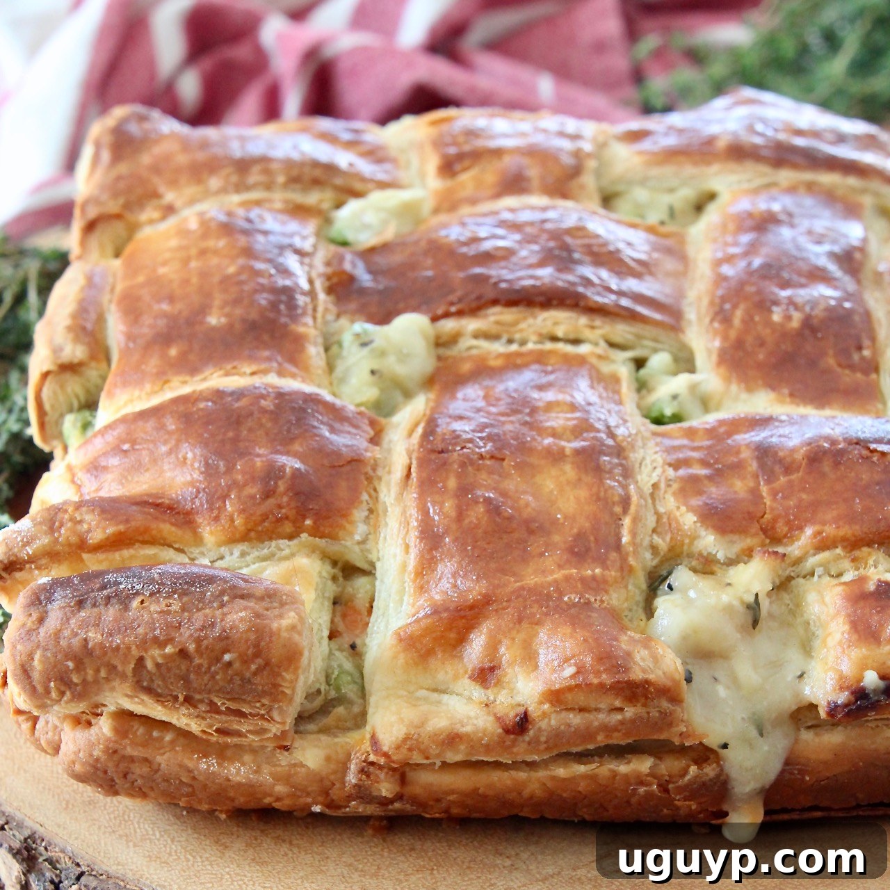 baked chicken pot pie with puff pastry crust