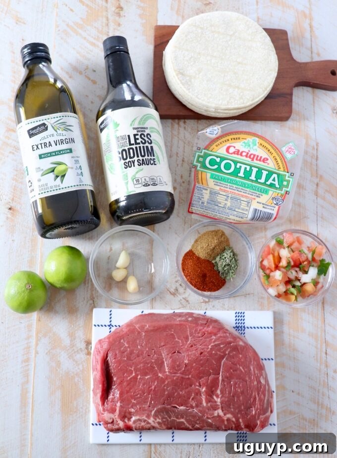 ingredients for steak tacos
