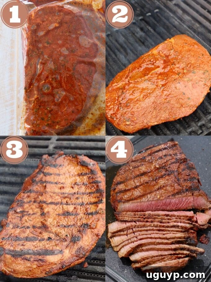 collage of images showing how to make marinated grilled steak tacos