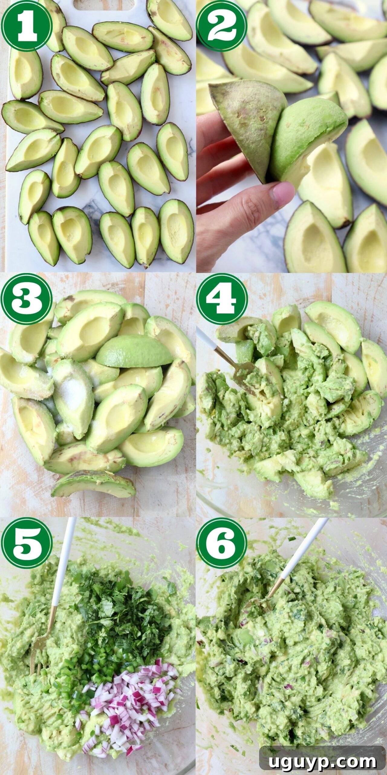 collage of images showing how to make guacamole