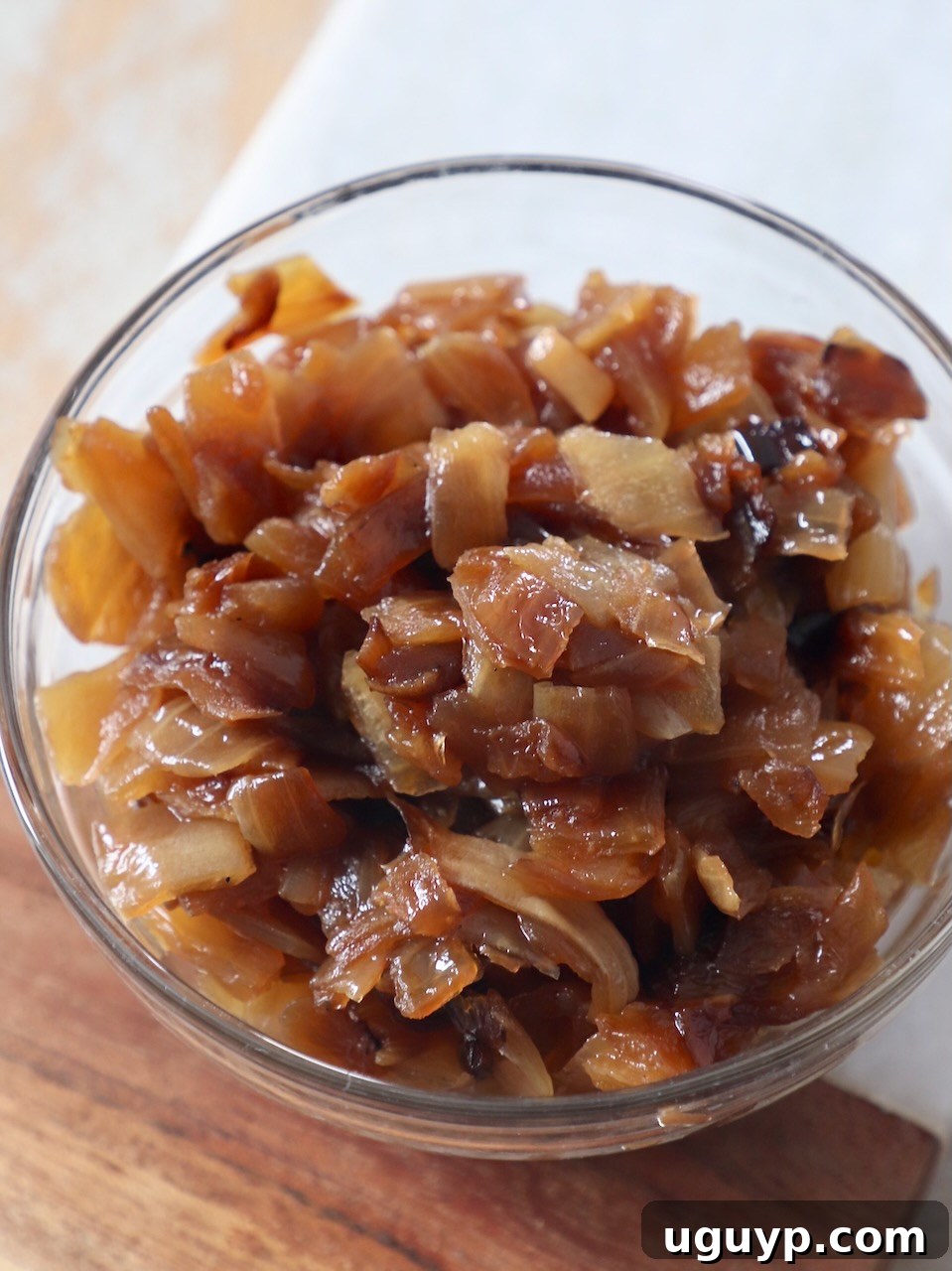 diced caramelized onions in small bowl