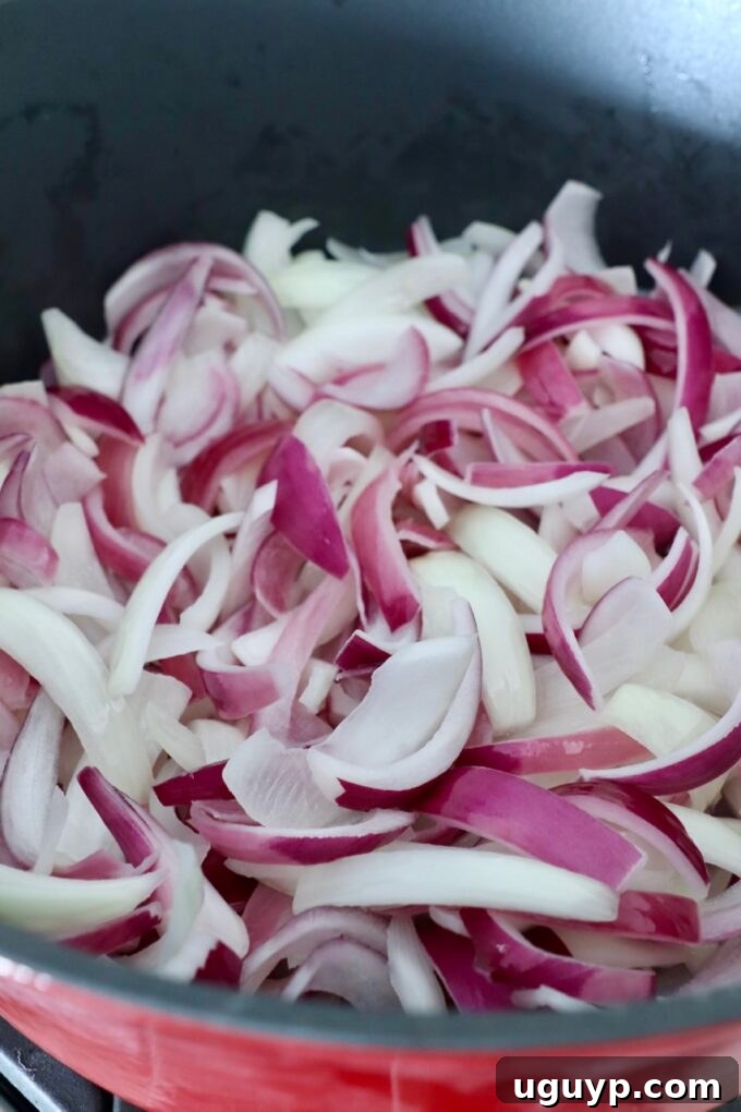 sliced onions in pot on stove