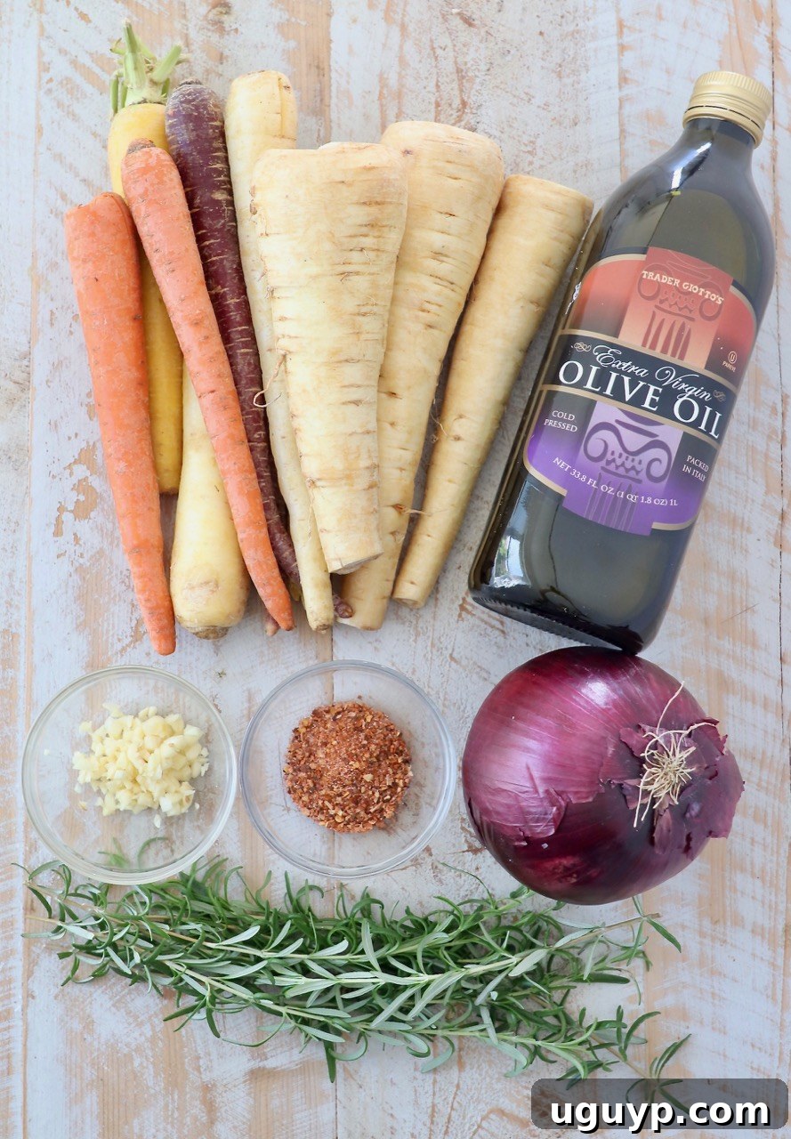 Ingredients for roasted root vegetables