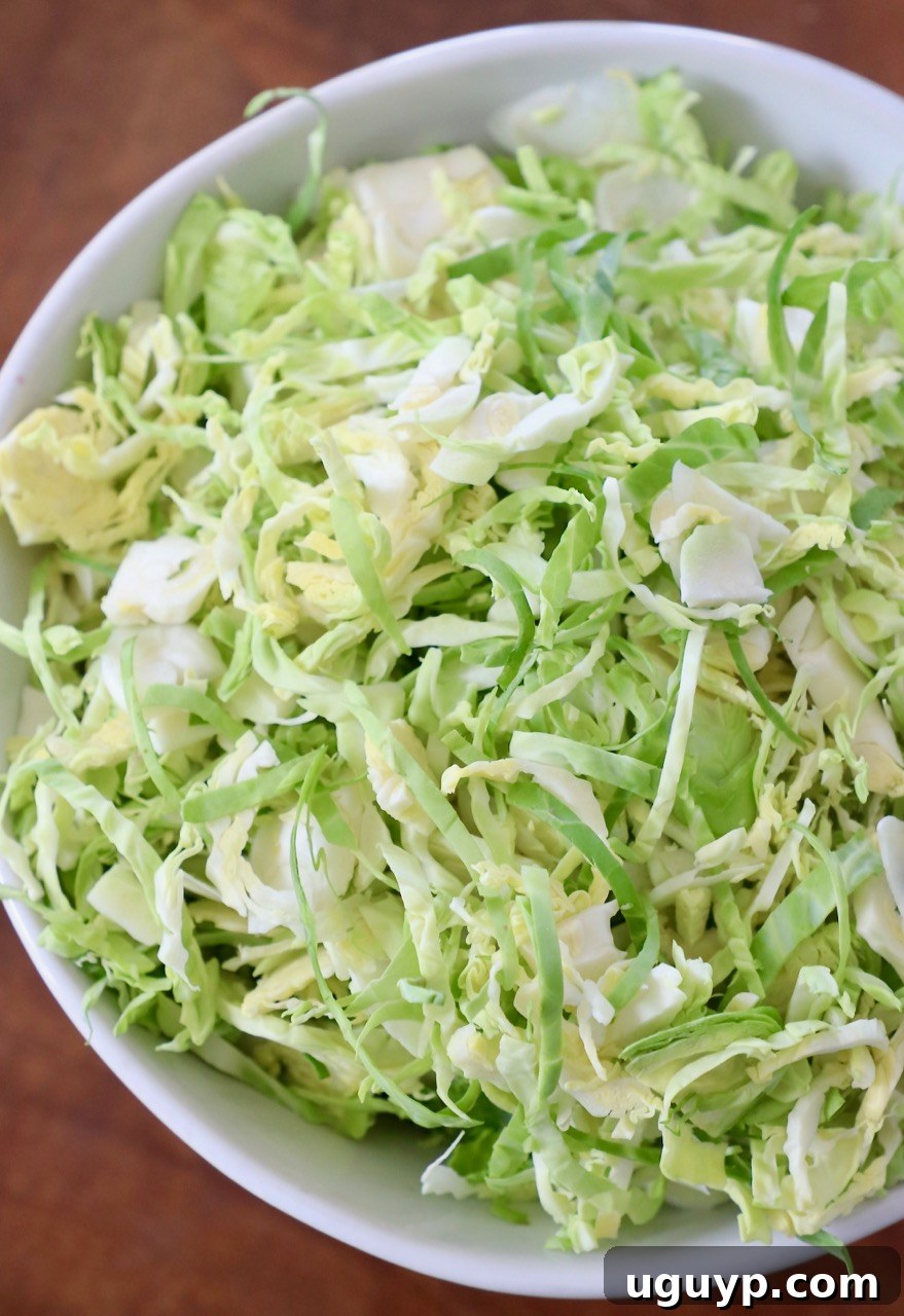 A pristine white bowl filled with a generous amount of finely shredded Brussels sprouts, showcasing the perfect texture achieved by these methods.