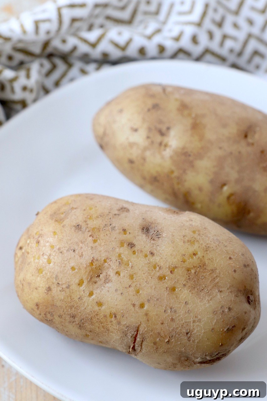 cooked russet potatoes on white plate