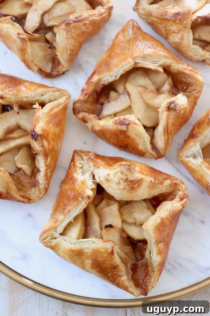 baked apple danishes on marble serving tray