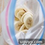 Slices of bananas in a zipper bag, ready for use.