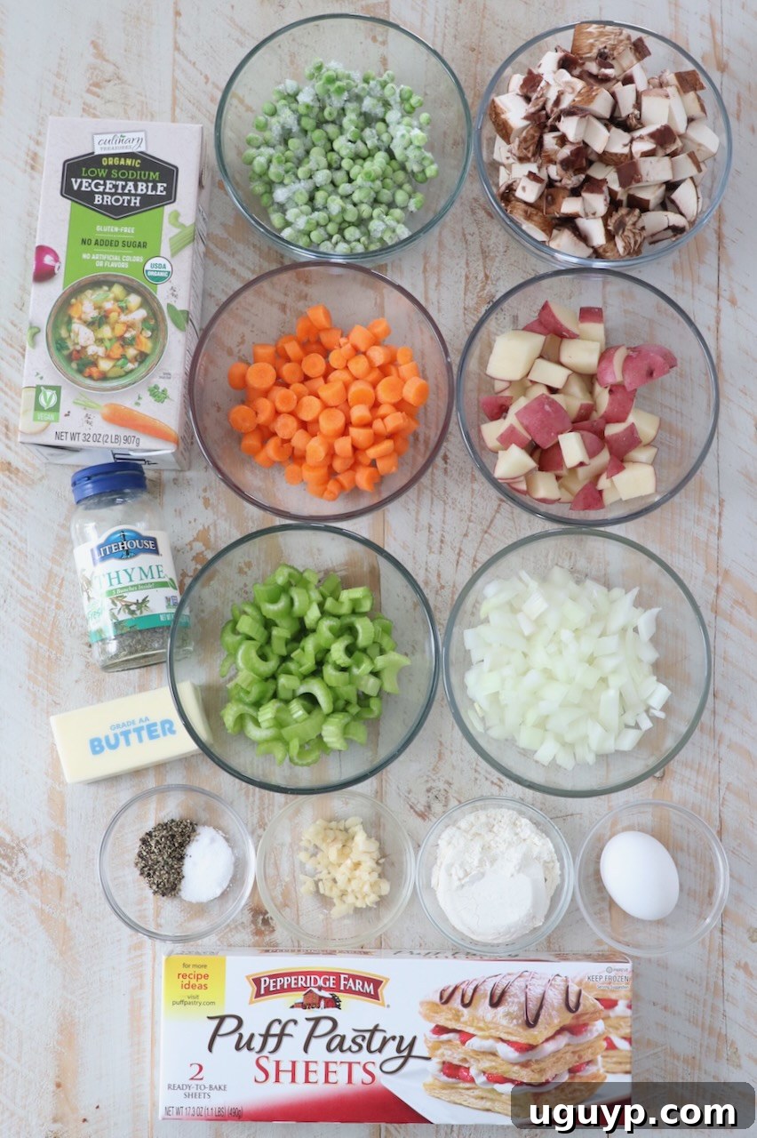 ingredients for vegetarian pot pie