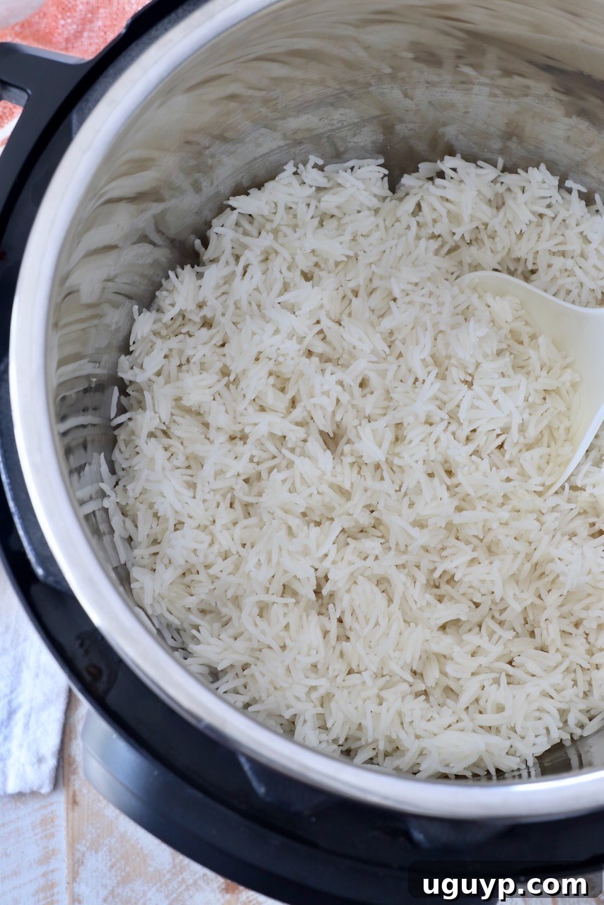 cooked white rice in an Instant Pot