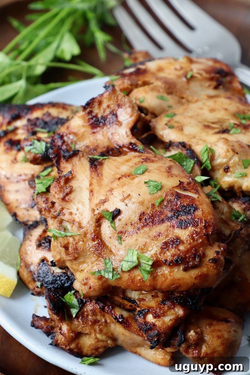 grilled chicken thighs on plate