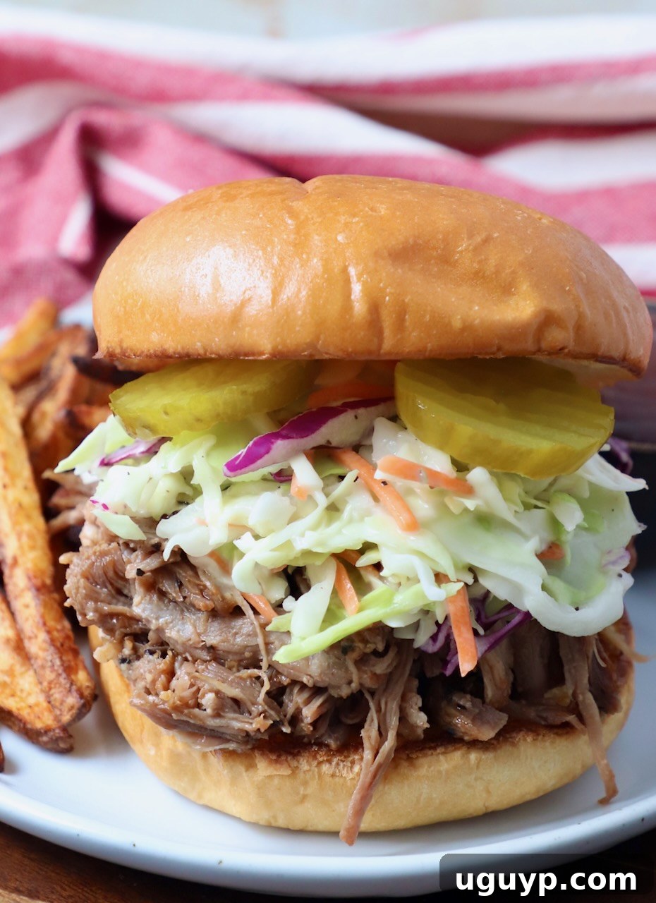 Classic Instant Pot Pulled Pork Sandwich with French Fries
