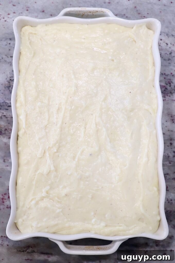 bechamel sauce in casserole dish