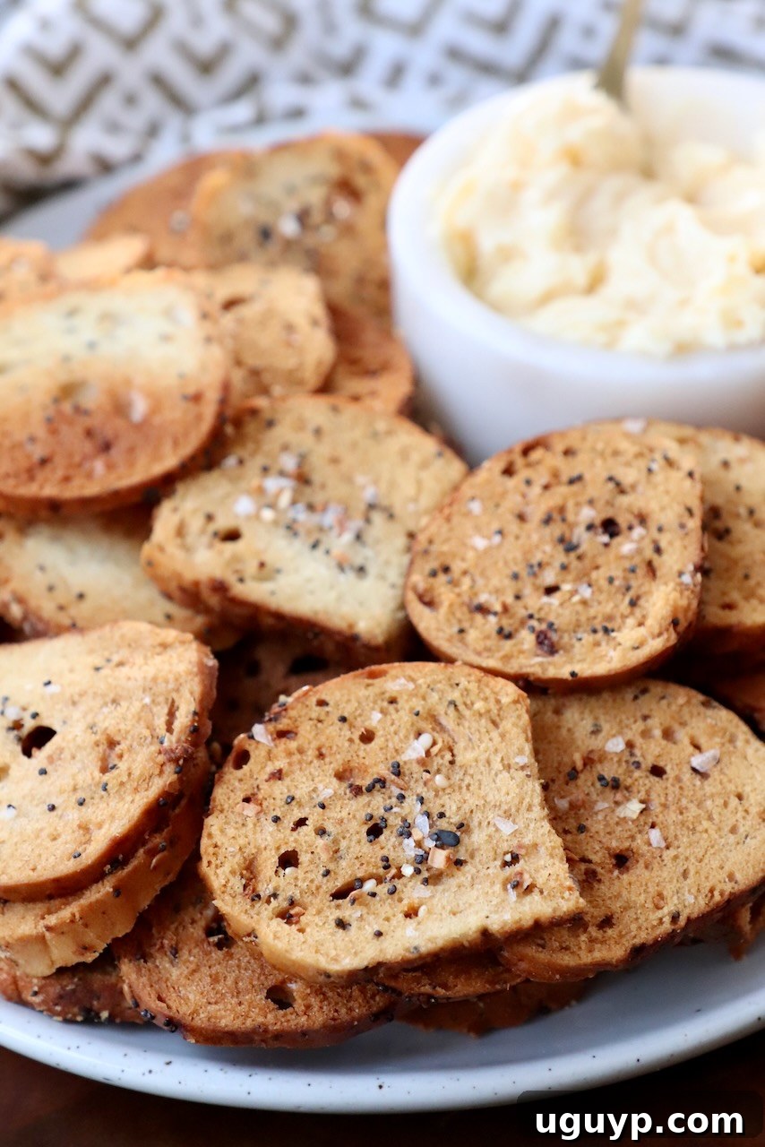 Plate of homemade everything bagel chips with a small bowl of creamy cheese spread.