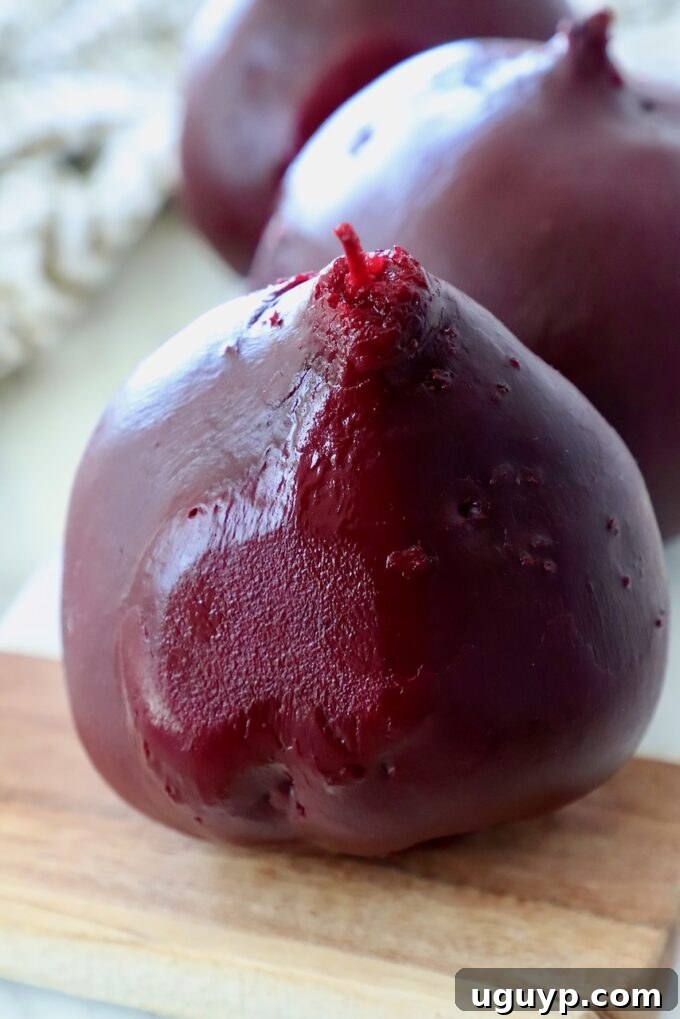 steamed beets on serving board
