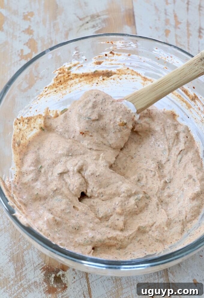 The creamy Southwest Salad Dressing mixed together in a bowl, showing its smooth and consistent texture.