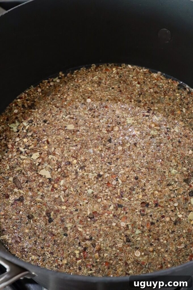corned beef seasoning in water in pot on the stove