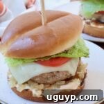 Prepared turkey burger on a plate, ready to be enjoyed