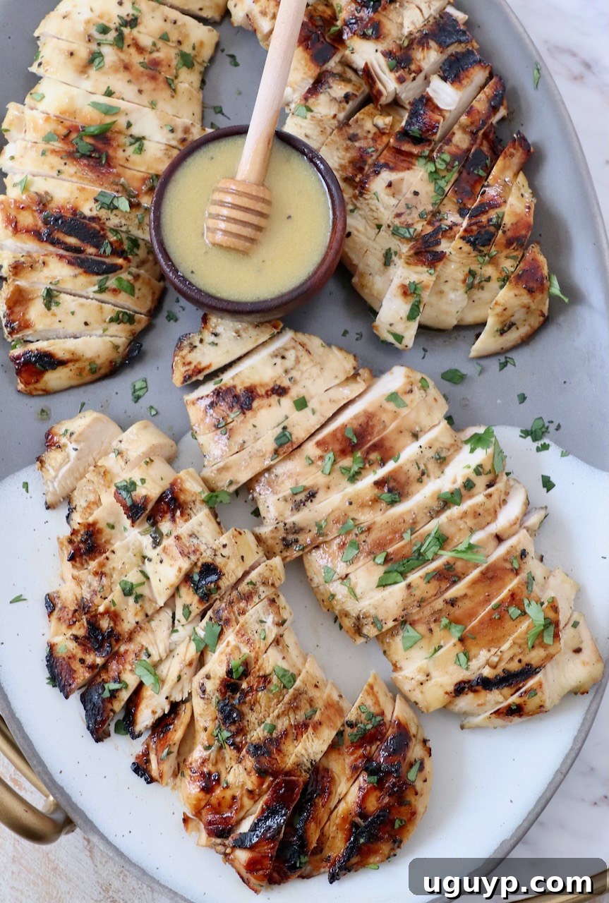 sliced grilled chicken on plate