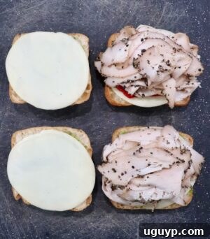 sliced turkey on top of cheese slices on rolls