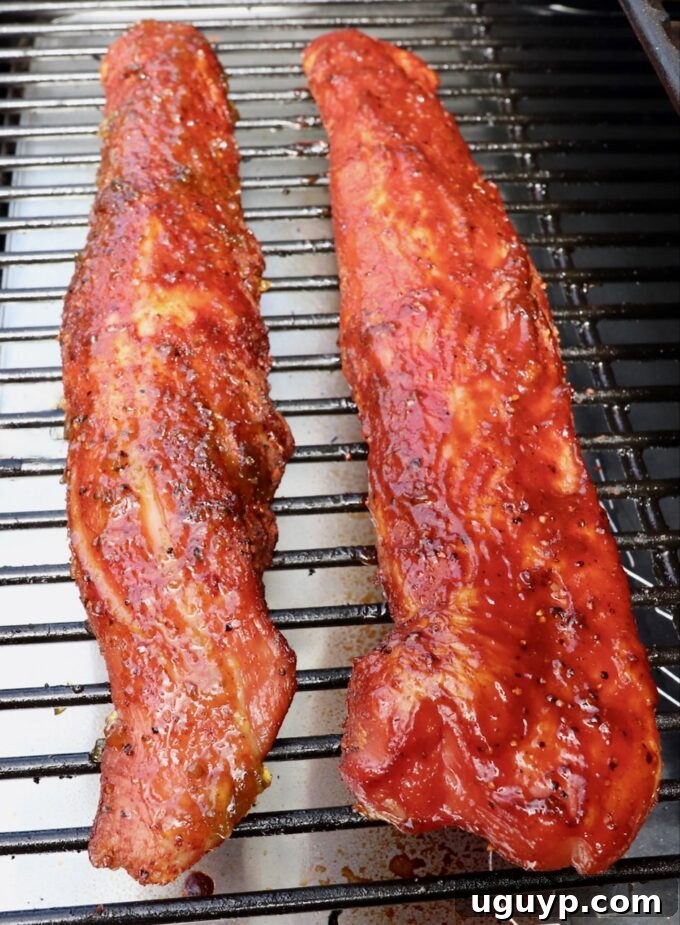 glazed smoked pork tenderloins on smoker