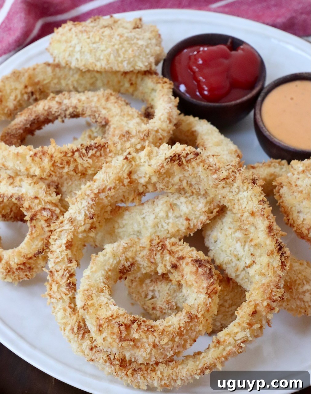 cooked onion rings on plate