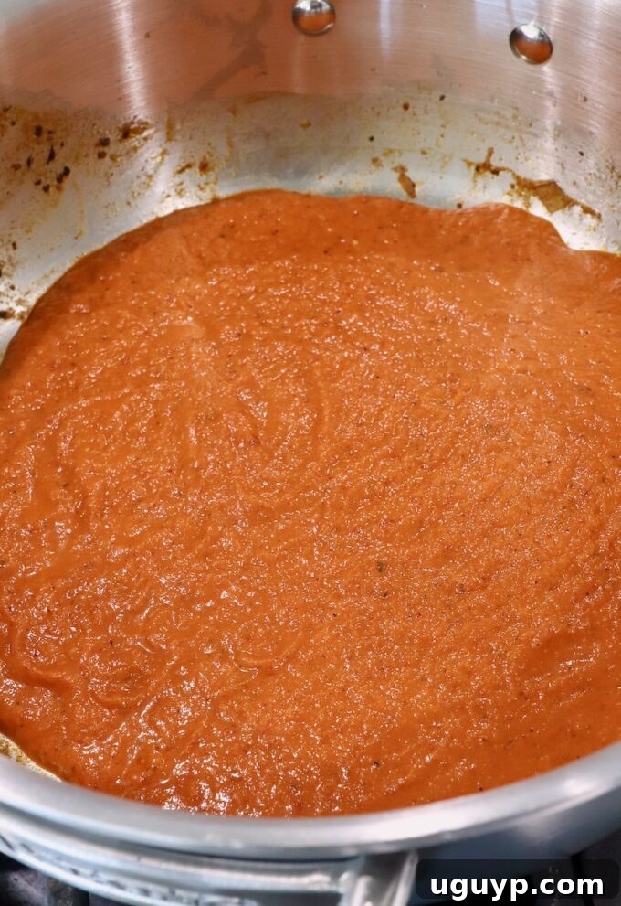 tinga sauce in pan on the stove