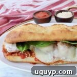meatball sub sandwich on a plate