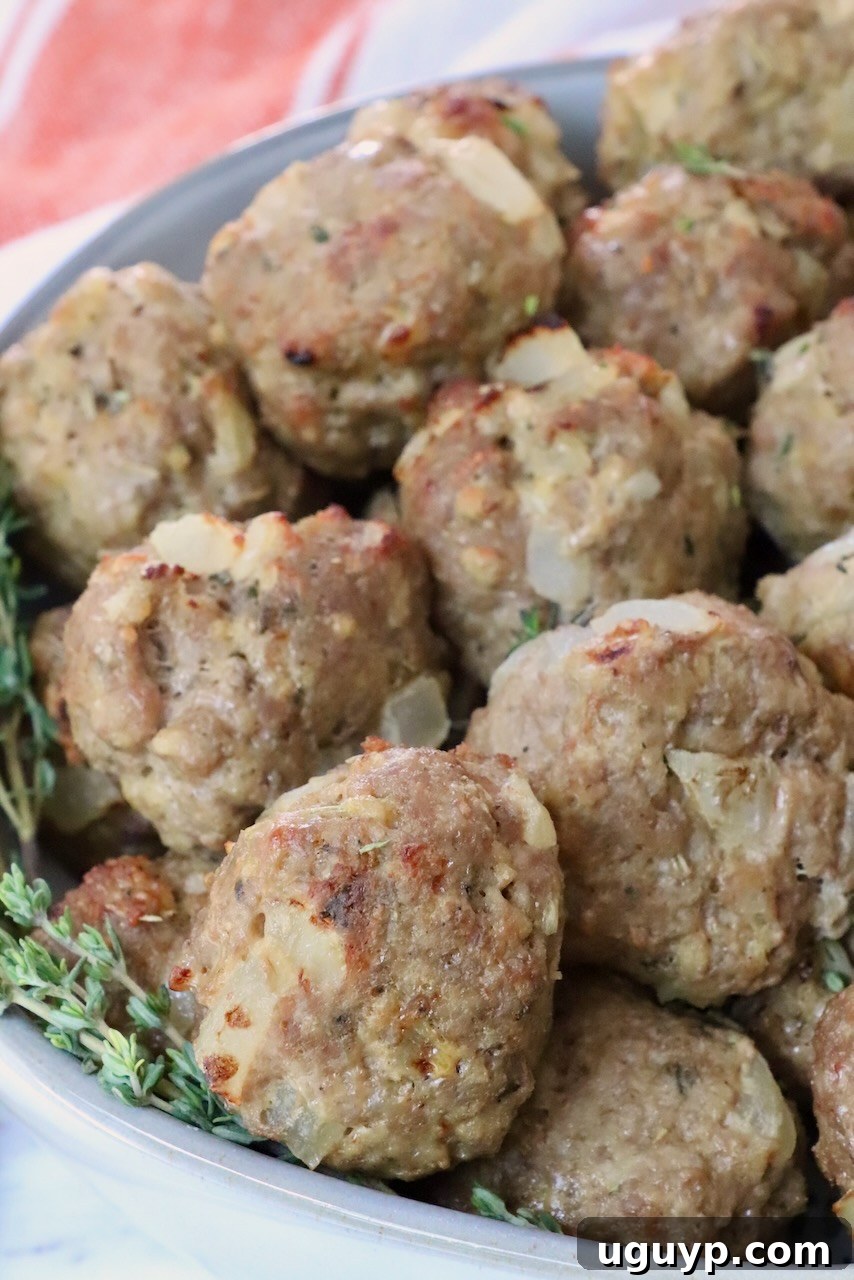 Perfectly cooked, juicy turkey meatballs served in a rustic bowl, ready to be enjoyed.
